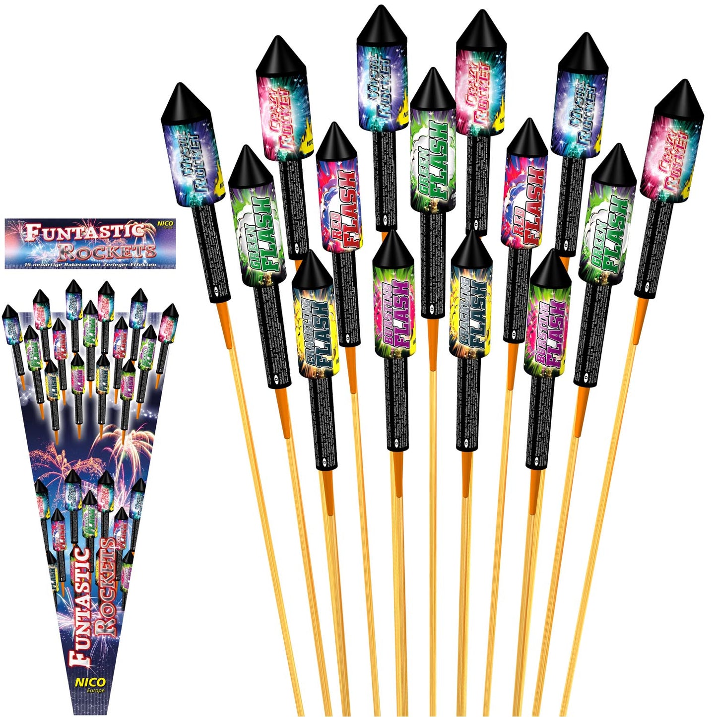 Nico Funtastic Rockets, 15er-Raketensortiment