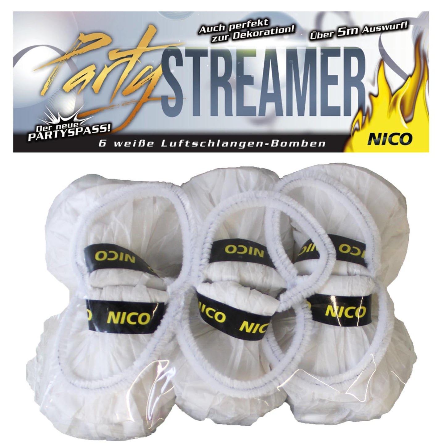 Nico Party Streamer weiß ( 6er Btl. )