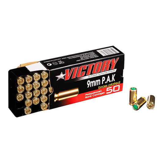 Victory 9mm P.A.K Platzpatronen Stahlhülse vermessingt